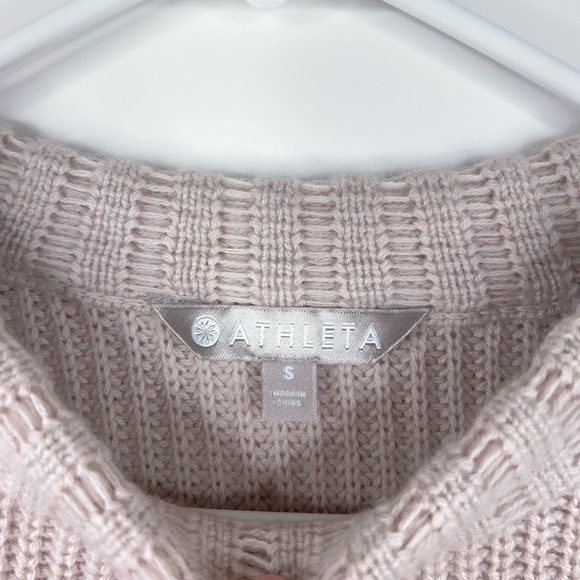 Athleta Wool Cashmere Cream Knit Sweater Crew Neck Neutral Cozy Cropped Small - Picture 7 of 11
